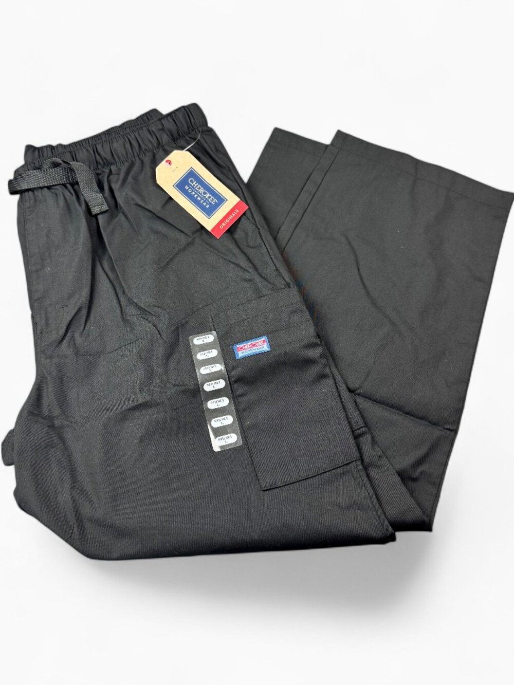 Cherokee Workwear Originals 4000S Cargo Scrub Pants Black Large Short 28.5"